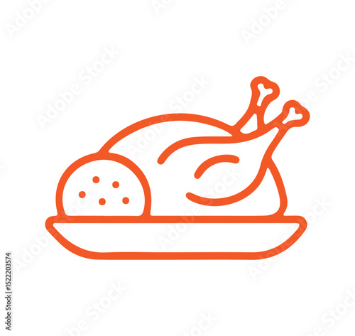 vector illustration of a plate with chicken