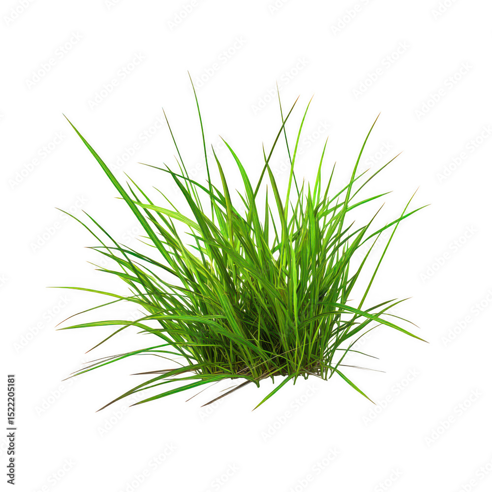 Obraz premium Lush green grass tuft isolated on transparent background