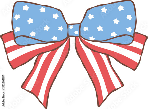 Coquette 4th of July ribbon bow stars 