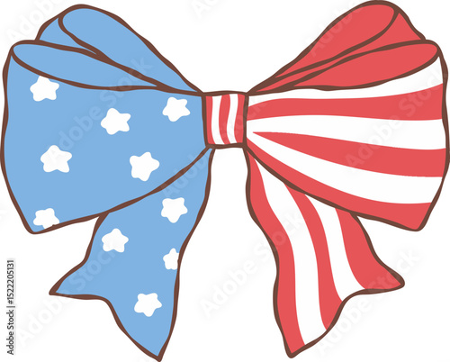 Coquette 4th of July ribbon bow stars 