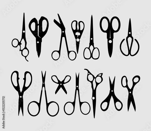diverse scissors silhouette vector collection