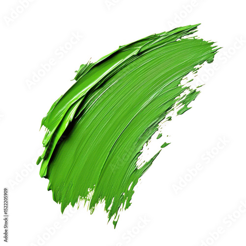 Abstract green paint stroke isolated on transparent background
