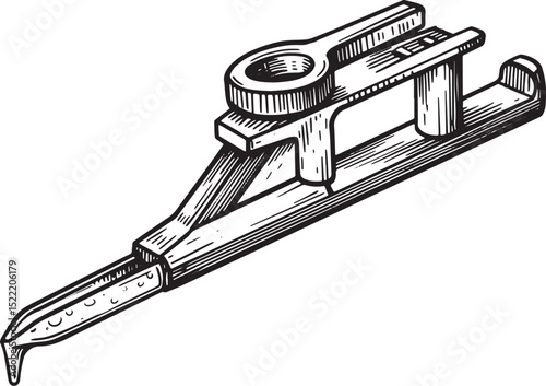 Detailed Woodcut Illustration of Vintage Soldering Iron Tool Des