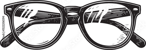 Monochrome Eyeglasses Illustration: A classic woodcut-style spec