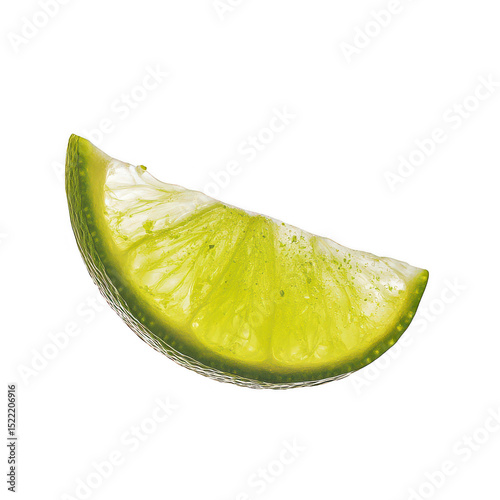 Fresh lime wedge slice isolated on transparent background