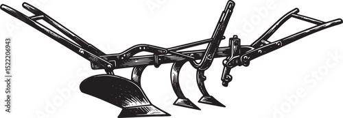 Vintage Agricultural Plow Woodcut Illustration for Farming and H