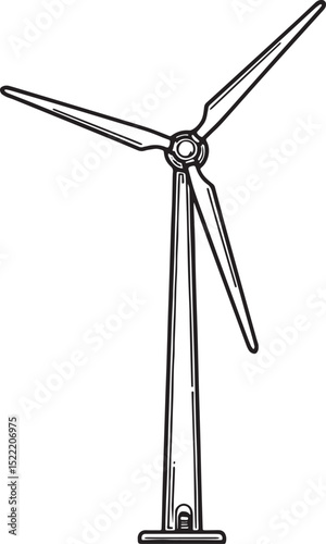 Woodcut Illustration of Wind Turbine for Sustainable Energy Conc