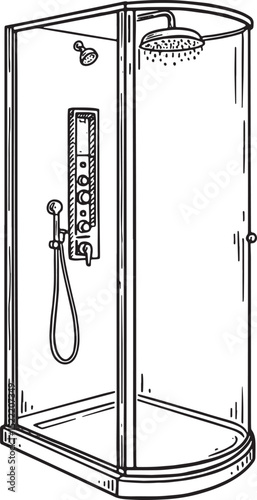 Detailed Black and White Woodcut Illustration of a Freestanding