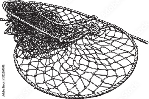 Detailed woodcut style illustration of a vintage black and white