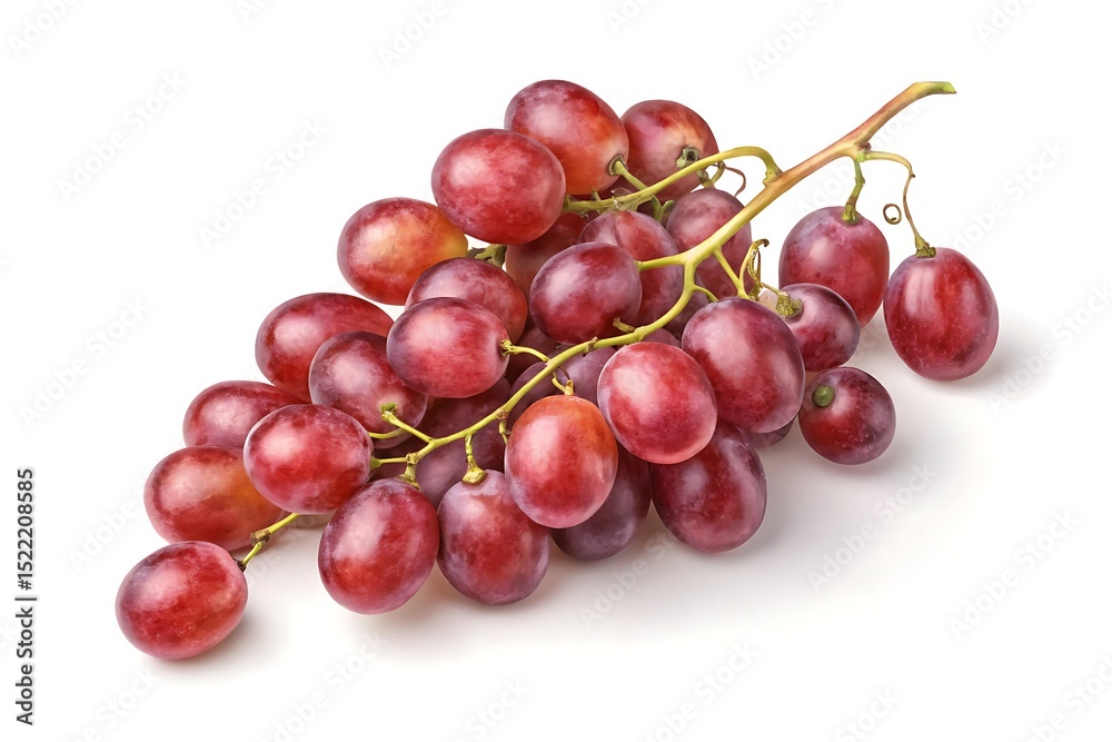 Fototapeta premium Fresh red grapes bunch isolated on white background