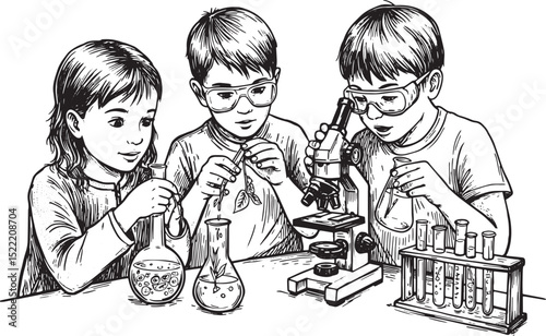 Engrossed in Discovery: Children Exploring Science with Microsco