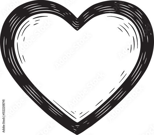 Engraved heart illustration embodying love and affection in vint