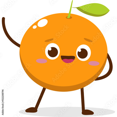 Cute orange character kawai vector for orange mascot. happy face, winking eye,. smile