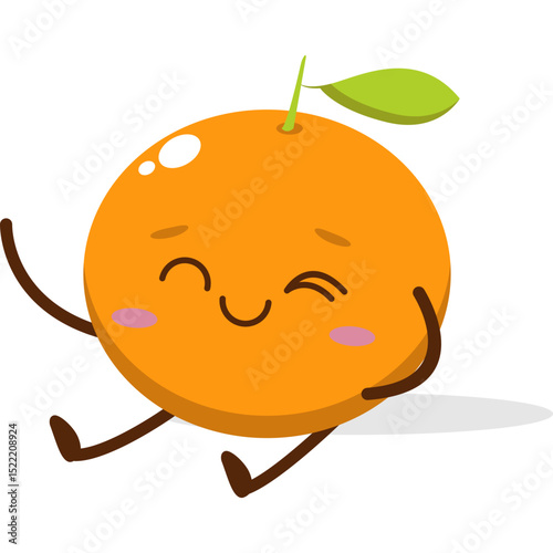 Cute orange character kawai vector for orange mascot. happy face, winking eye,. smile
