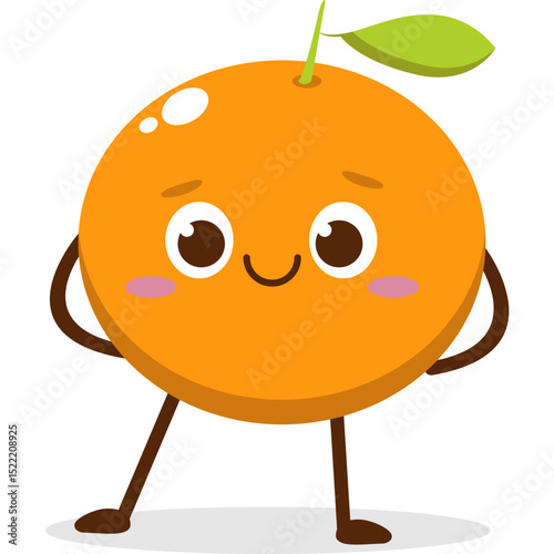Cute orange character kawai vector for orange mascot. happy face, winking eye,. smile