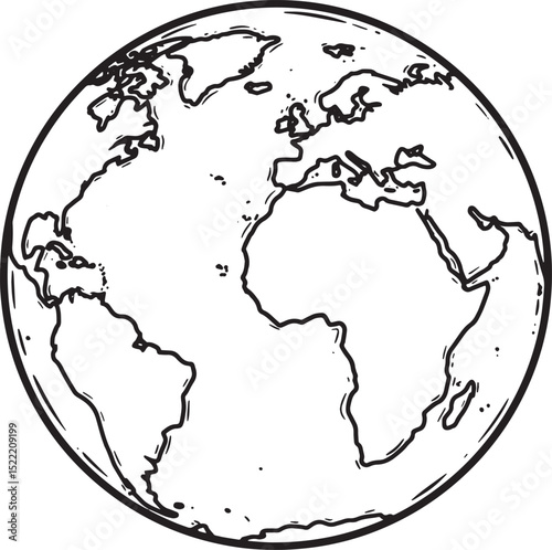 Earth outline illustration representing global geography and uni