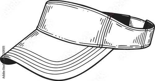 Monochrome Sports Visor, A Woodcut Style Illustration for Active