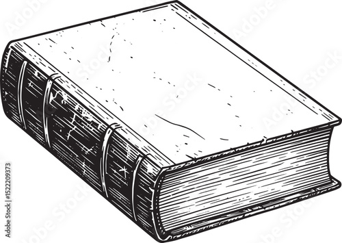 Antique Tome Black and White Illustration Classic Bound Volume A