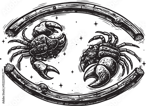 Astrological zodiac sign Cancer artwork with crab illustration i