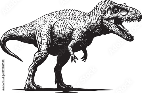 Detailed Giganotosaurus Illustration: Prehistoric Creature in Bl