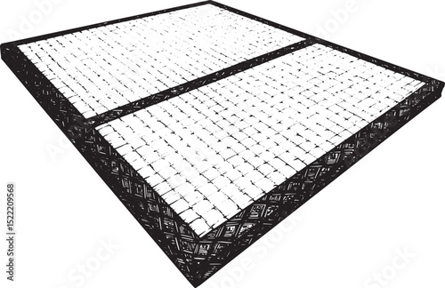 Detailed tatami mat drawing with intricate bordering and woven t