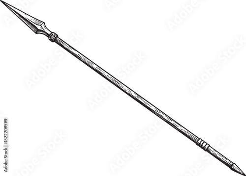 Monochrome woodcut illustration of a Cirit Javelin, ancient comb