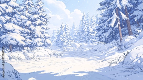 Beautiful scene in the snow forest