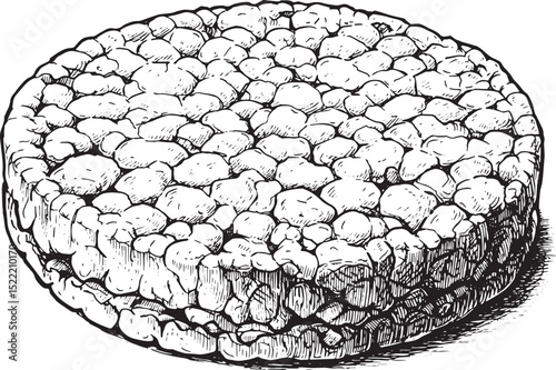 Detailed Woodcut Illustration of a Single Rice Cake Snack Food I