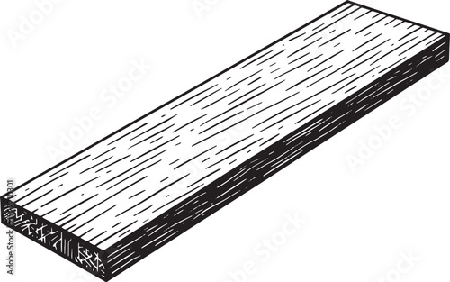Monochrome vintage representation of a simple wood plank illustr