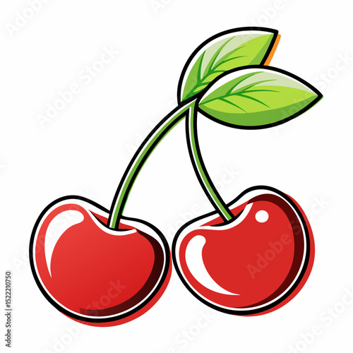 Two cherry on white background