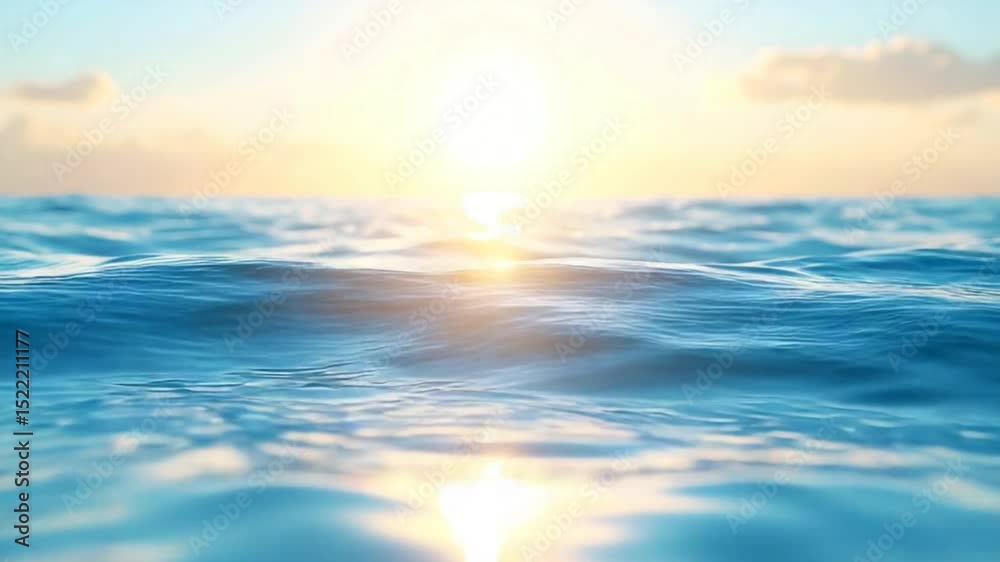 Ocean waves at sunset with bright sun reflection Ocean waves at sunset with bright sun reflection