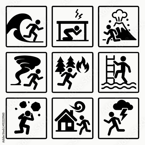 Natural Disaster Warning Set of Icons