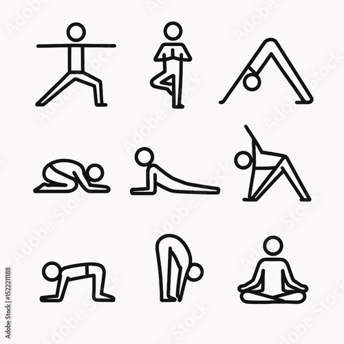 set of icons for yoga movements