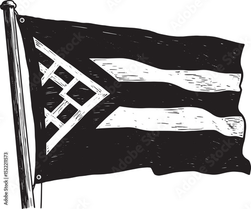 Striking woodcut illustration of the Straight Ally Pride flag wa