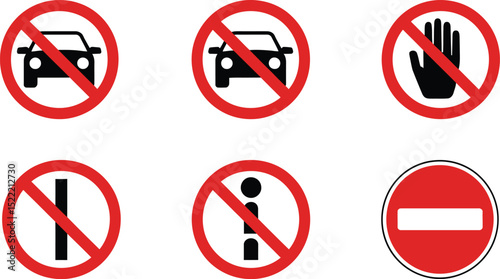 Prohibited signs collection traffic regulations restriction notice safety and security symbols