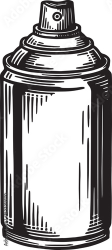 Vintage Woodcut Illustration of a Graffiti Spray Can in Black an