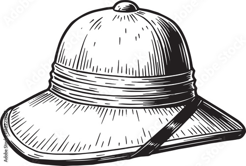 Vintage Pith Helmet Illustration, A Classic Symbol of Exploratio