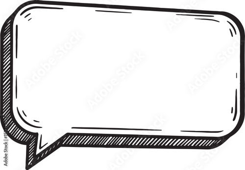 Monochrome Woodcut Style Illustration of a Speech Bubble Icon fo