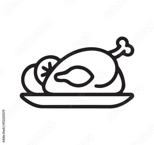 vector illustration of a plate with a chicken