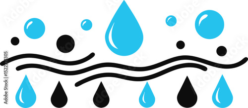 water drops blue sea ocean waves stencil liquid eps.