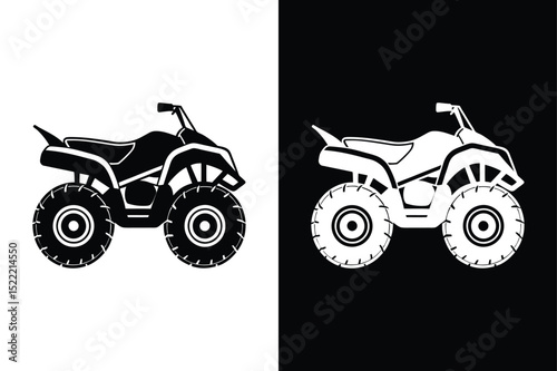 Modern ATV Quad Bike Silhouette. Simple Black and White Vector Icon
