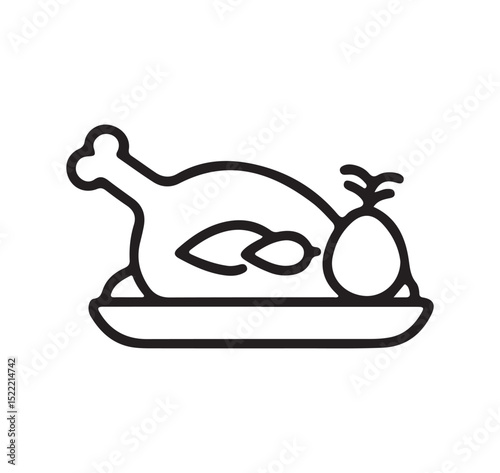 turkey dishes, chicken on plate. Illustration for background. vector illustration