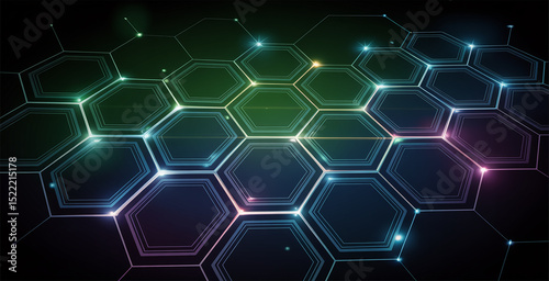 Abstract hexagon network digital technology background