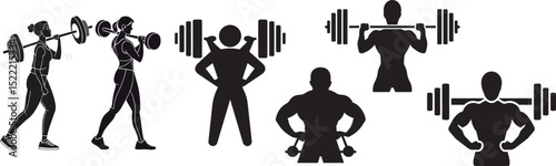 Silhouette Weightlifting Strength, Fitness, and Bodybuilding Graphics