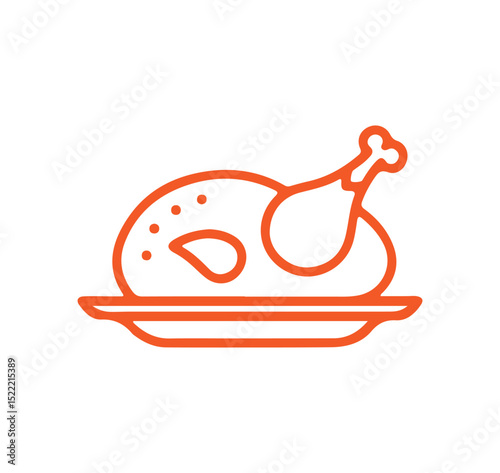Roasted Turkey outline vector illustration eps 10