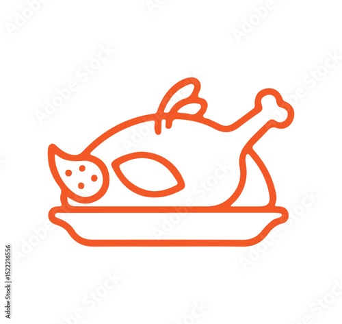 Holiday Baked Turkey Icon Ideal for Thanksgiving and Festive Menus. vector illustration eps 10