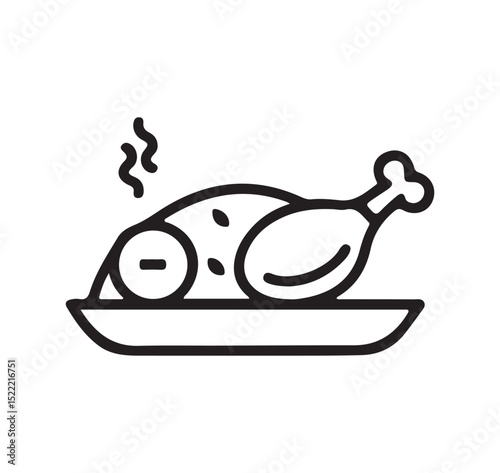 Cooked chicken drumstick Icon symbol illustration isolated on white background. vector eps 10