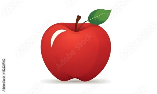 Red delicious or Fuji apple fruit with leaf flat vector icon for food apps and websites, only one apple