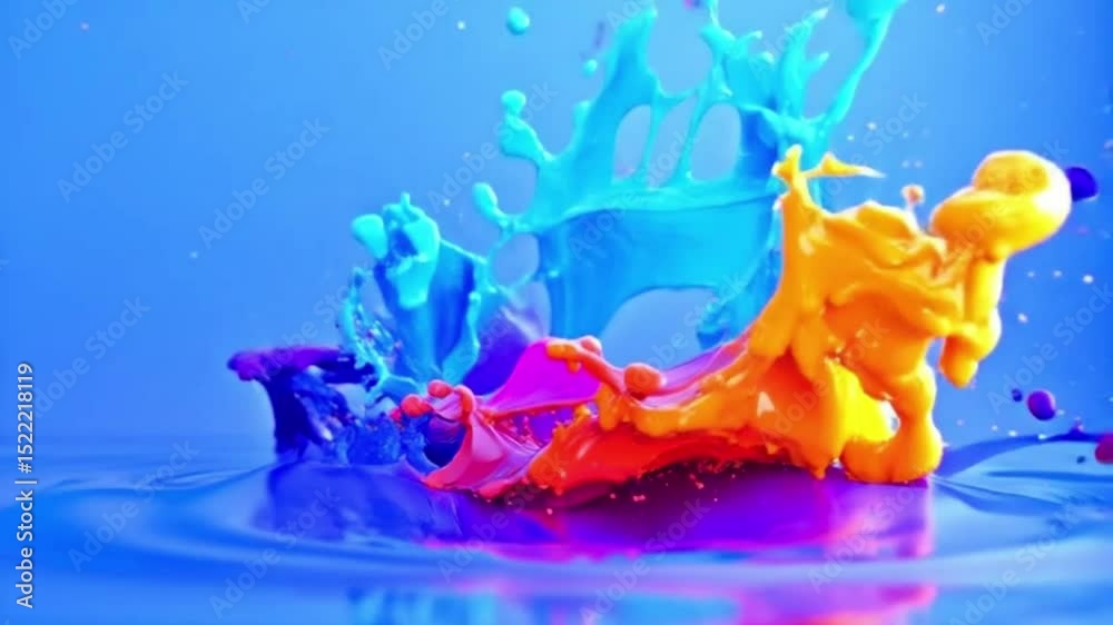 Vibrant Purple Water Drop Impact Abstract Background Featuring Dynamic Splash and Ripple Effects