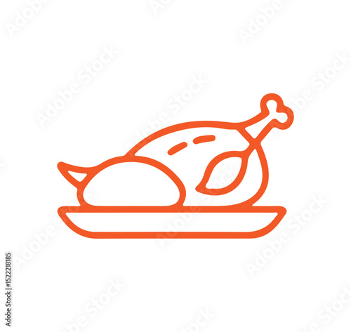 Chicken roast line icon isolated on white background. vector illustration eps 10